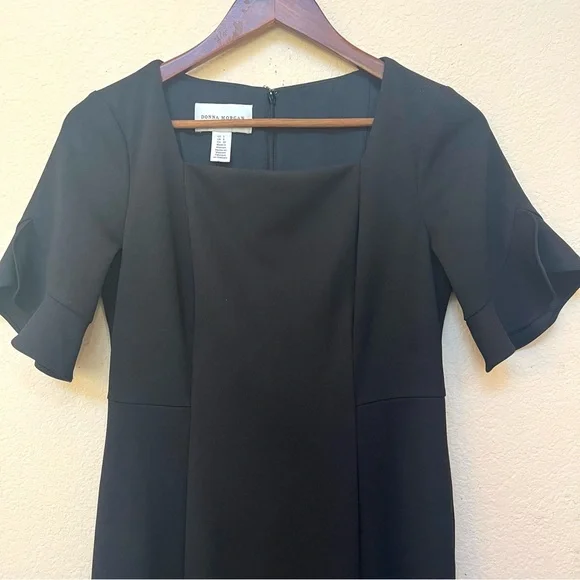 Donna Morgan Black Flutter Sleeve Sheath Dress B6/19 - Picture 7 of 16